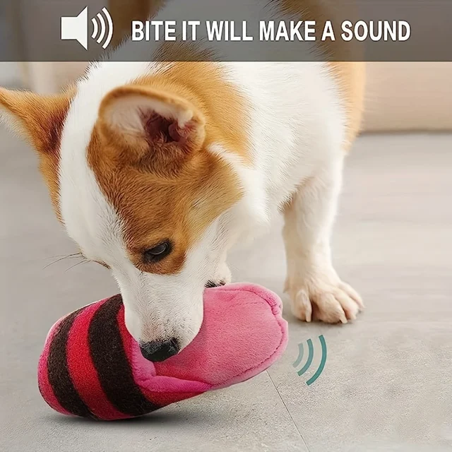 Durable Plush Squeaky Slipper Chew Toy Colorful Cartoon Dog Toys Animal Bite-Resistant Soft Interactive Pet Play Pet Supplies 4