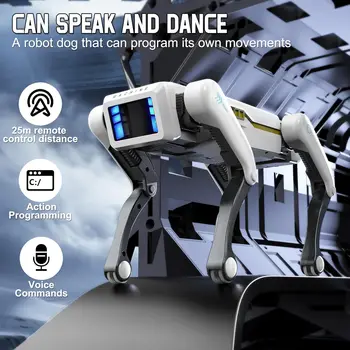 Cane Robot Telecomandato Multifunzione Intelligente, Cane Robot RC Programmabile Interattivo che Canta e Balla, Giocattolo Robot Bionico Intelligente, Regalo