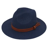 Summer Straw Sun Hat Panama Hats Grass Knitted Gift Hat Breathable Leisure Jazz Hat European American Style Straw Hat Beach Caps - Image 5