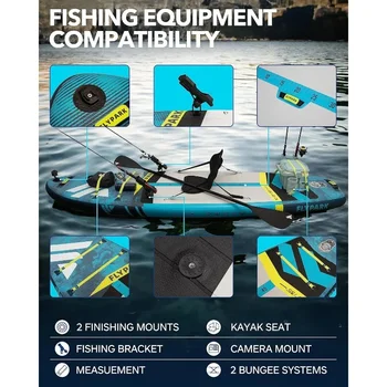 FLYPARK 10'8/11'x35'' Fishing Inflatable Paddle Board Extra Wide SUP Paddleboard Inflatable, Stable Stand-Up Paddle Kayak seat 4