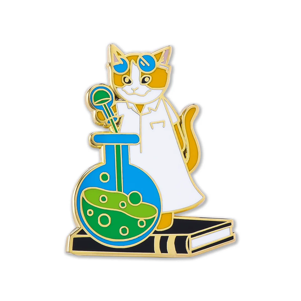 

Chemistry Cute Experiment Kitten Brooch Classic Interesting Backpack Hat Lapel Badge Student Teacher Jewelry Gift