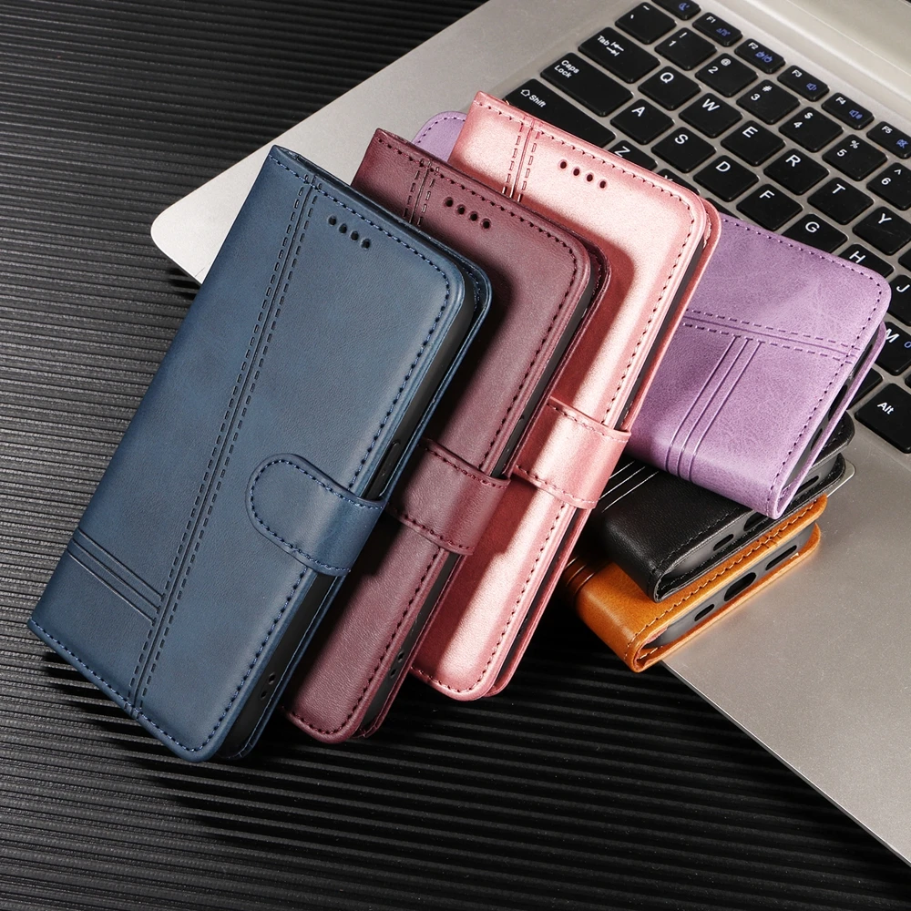 Premium Magnetic Leather Wallet Case with Card Slots and Cover
