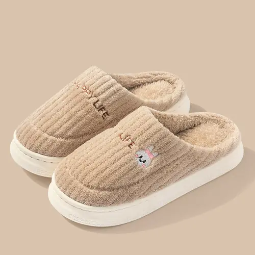 Winter Plush Slippers for Women & Men - Thick Sole Couple House Shoes, Warm Fleece-Lined Indoor Slides with Non-Slip Sole - Image 10