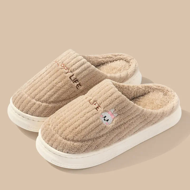 Winter Plush Slippers for Women & Men - Thick Sole Couple House Shoes, Warm Fleece-Lined Indoor Slides with Non-Slip Sole - Image 10