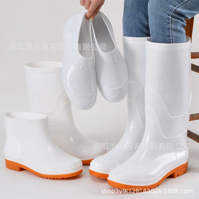 Bottes caoutchouc homme série blanche hautes mi-basses travail plastique chantier pêche