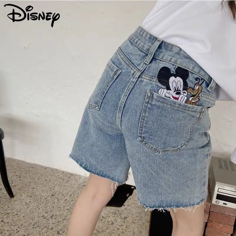 Mickey Embroidered Denim Shorts Hight 