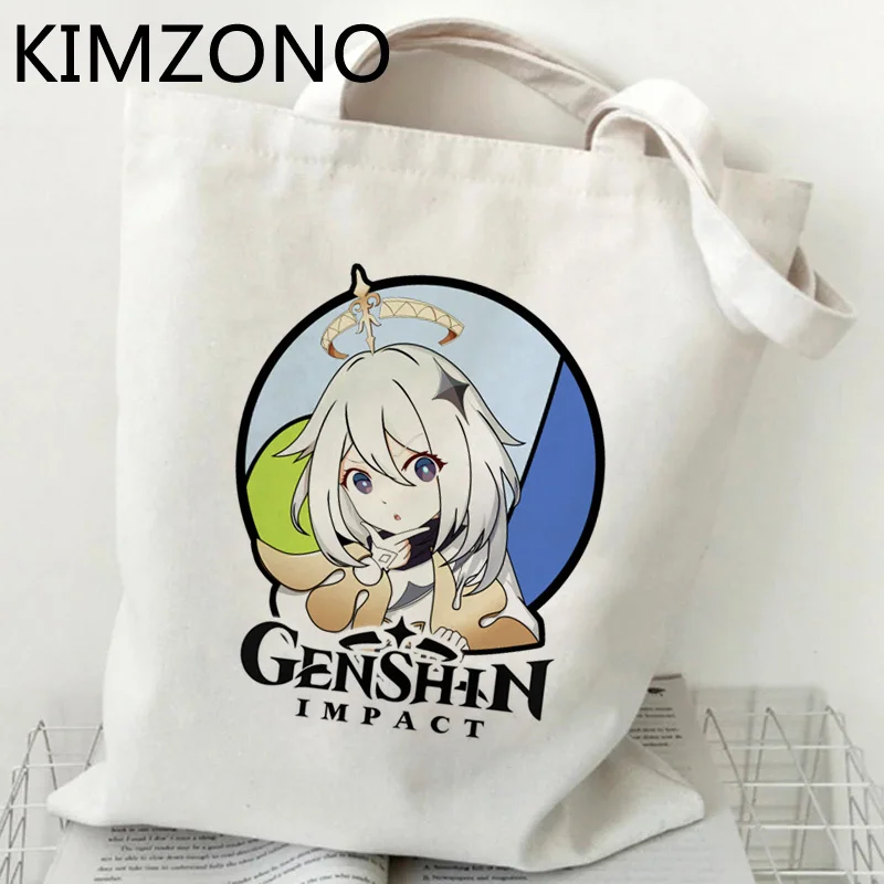 Genshin-임팩트 쇼핑 백, 면 재활용 가방, 에코 캔버스, 볼사 쇼핑 가방, 토트 사콜라