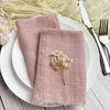 6pcs 32x32cm Gauze cotton Wedding Napkins Reusable Blue Trim Tea Towel Rustic Retro Burrs napkins For Dinner,Party,Weddings 4