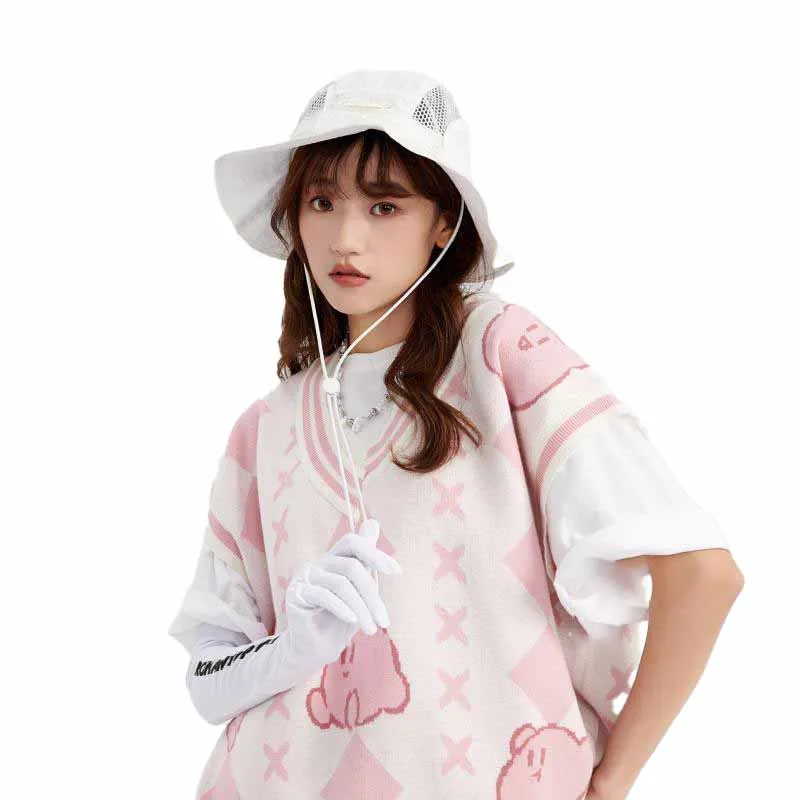 

Kawaii Pink Kirby Vest Cute Kirbys Cartoon Anime Warm V-Neck Knitted Sweater Vest Costume Toys for Girls Gifts