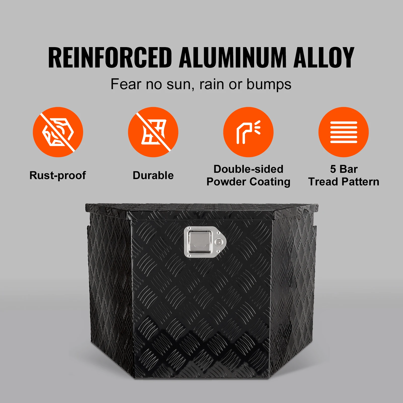 SucceBuy Trailer Tongue Box Aluminum Alloy Tongue Box Tool Chest Heavy Duty Trailer Box Utility Trailer Tongue Box for Pickup