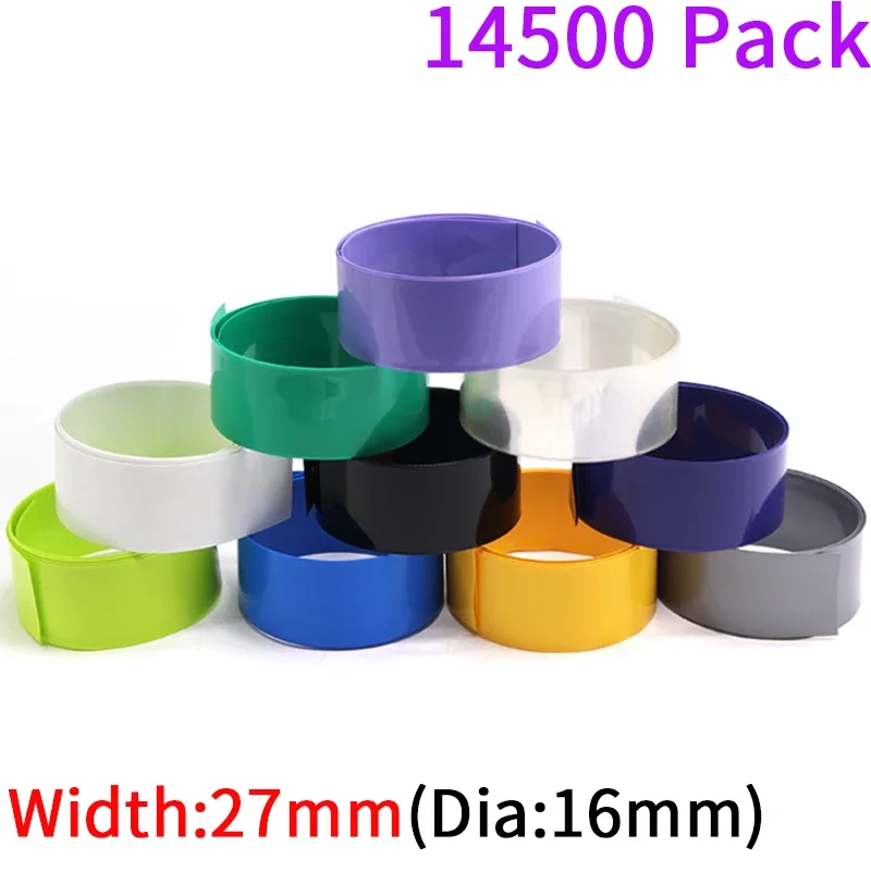 Dia 16mm PVC Heat Shrink Tube Width 27mm Lithium Battery 14500 Pack Insulated Film Wrap Protection Case Pack Wire Sleeve 2M