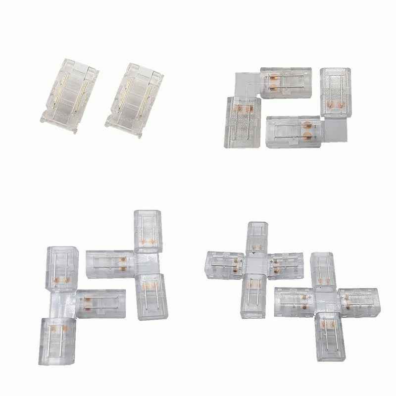 

5PCS 2Pin 3Pin 4Pin COB LED Strip Connector L/T/X Shape Corner Connectors for 5mm/8mm/10mm Width PCB Single Color RGB CCT Strip