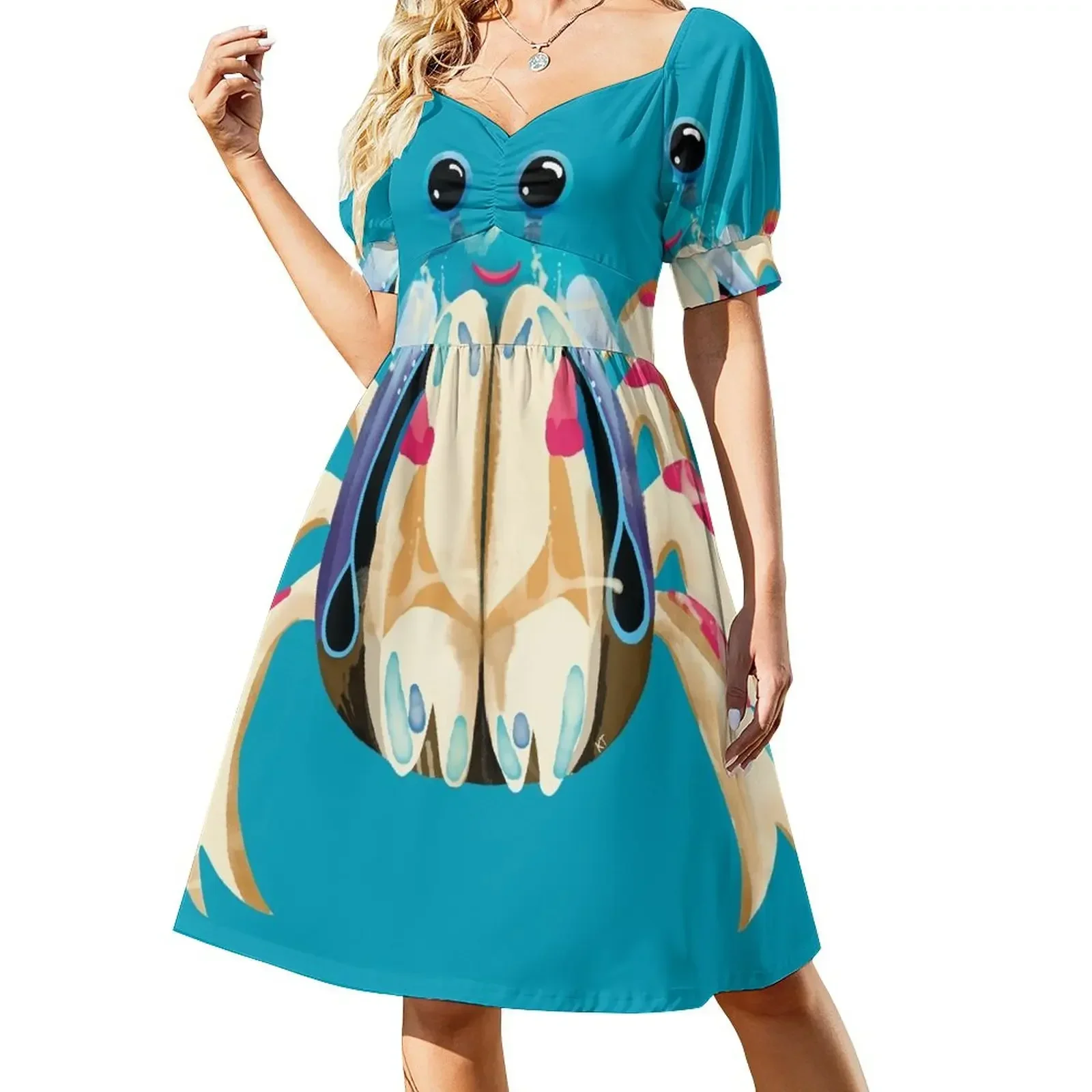 thumbnail image 1 of Vestido de manga corta estilo soldado cangrejo, ropa estética, vestido de noche de lujo para mujer, vestidos de novia para boda., 1 of 8