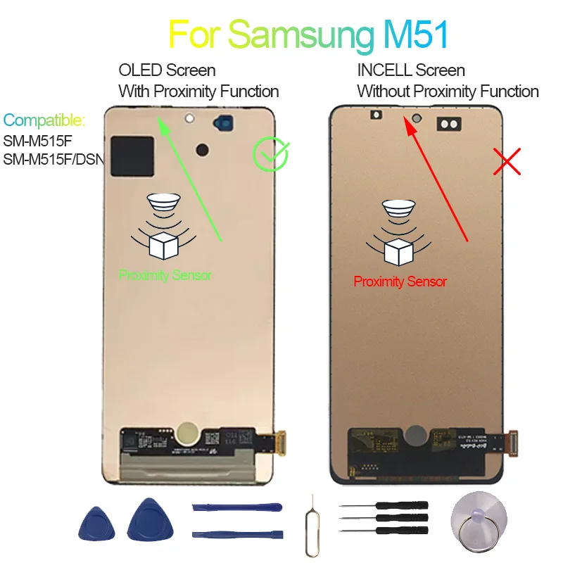 Nuovo e testato per Samsung M51 Display LCD Touch Panel Digitizer SM-M515F, SM-M515F/DSN M51 Schermo Display - Image 4