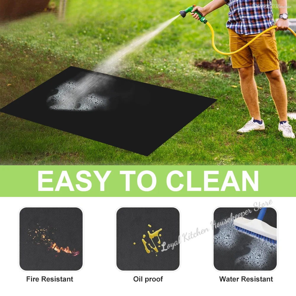 Under Grill Mat for Outdoor Charcoal Gas Grill Smoker 500℃/932℉ Heat Resistant BBQ Fireproof Mat for Patio Lawn Garden Floor grill mat