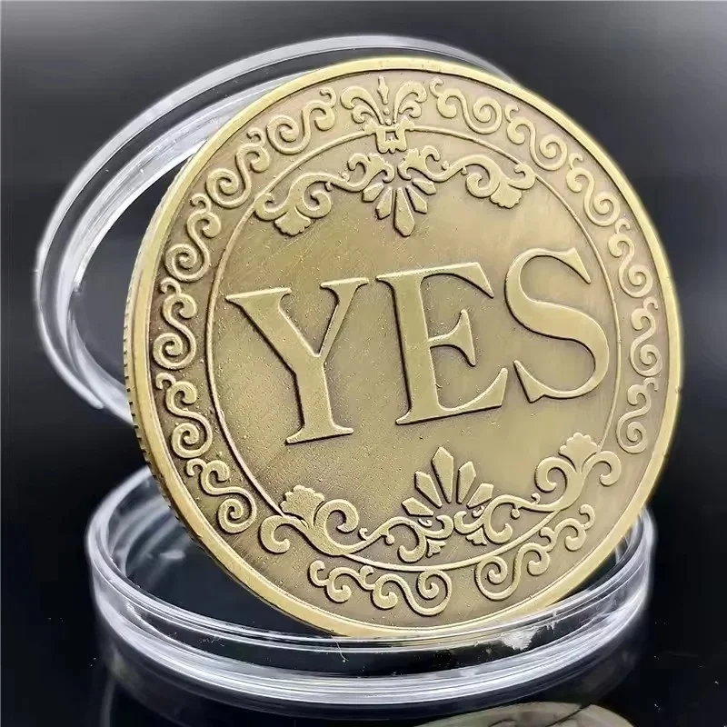 Moneta Yes No Decision - 1 pezzo di moneta commemorativa vintage di buona fortuna in bronzo, collezione di oggetti di scena, artigianato decorativo - immagine 6