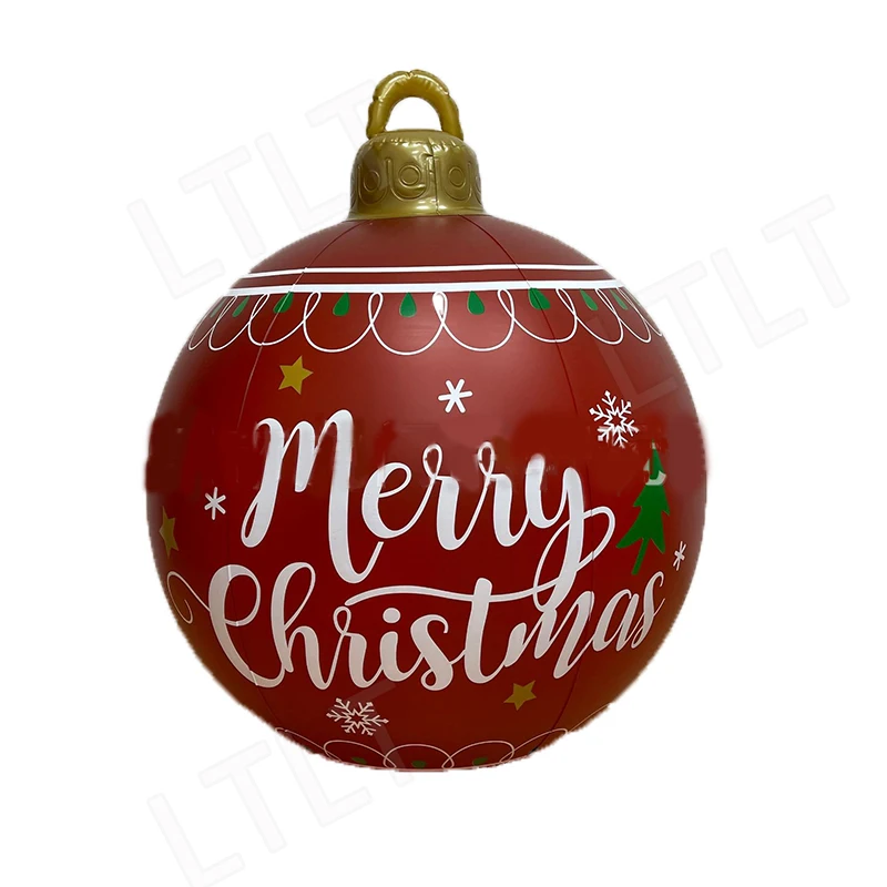 Bola inflable navideña para exteriores de 60 cm decorada con PVC, bolas grandes con luz brillante, bolas decorativas para árboles, pelota de juguete para exteriores