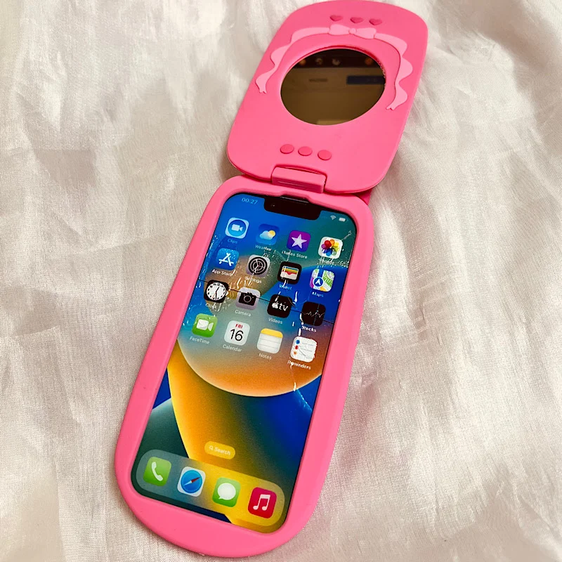 Limited 3d PGS 520 Calling Keyboard Flip Phone Cover Mini Mirror Silicone Case