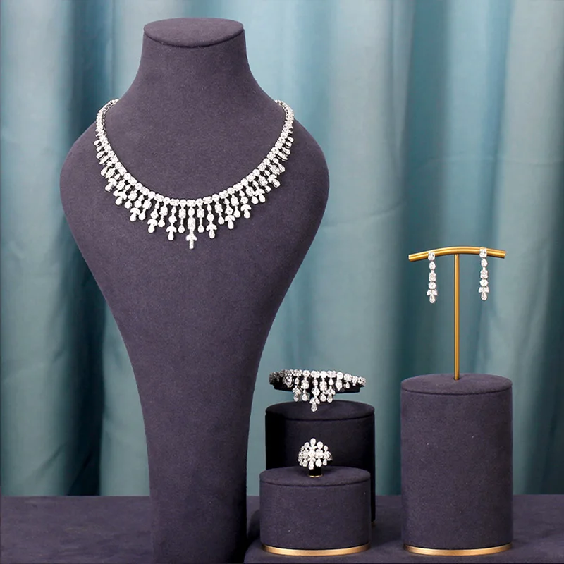 Wedding Jewelry Set High Quality Aaa Cz Zirconia Earring Necklace Set For Women Bridal Weddings