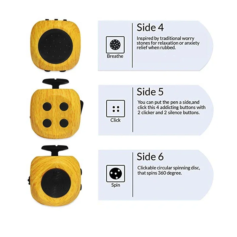 6 Sides Fidget Cube Sensory Fidget Toys for Adults and Kids with ADHD ADD OCD Autism Anxiety Anti Stress Relive EDC