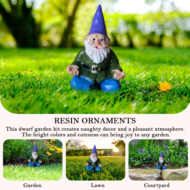 Gnome Törpe Művészet Szobrok Vicces Miniatűr Kültéri Figura Dísz Gyanta Dekorációs Kellékek Kézműves Kerti Gyep Tornáchoz - Image 2