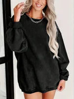 Plus Size 1XL-5XL Fashion Women's Solid Color Round Neck Sweatshirt Casual Long Sleeve Sweatshirt Ladies Cose Hoodie