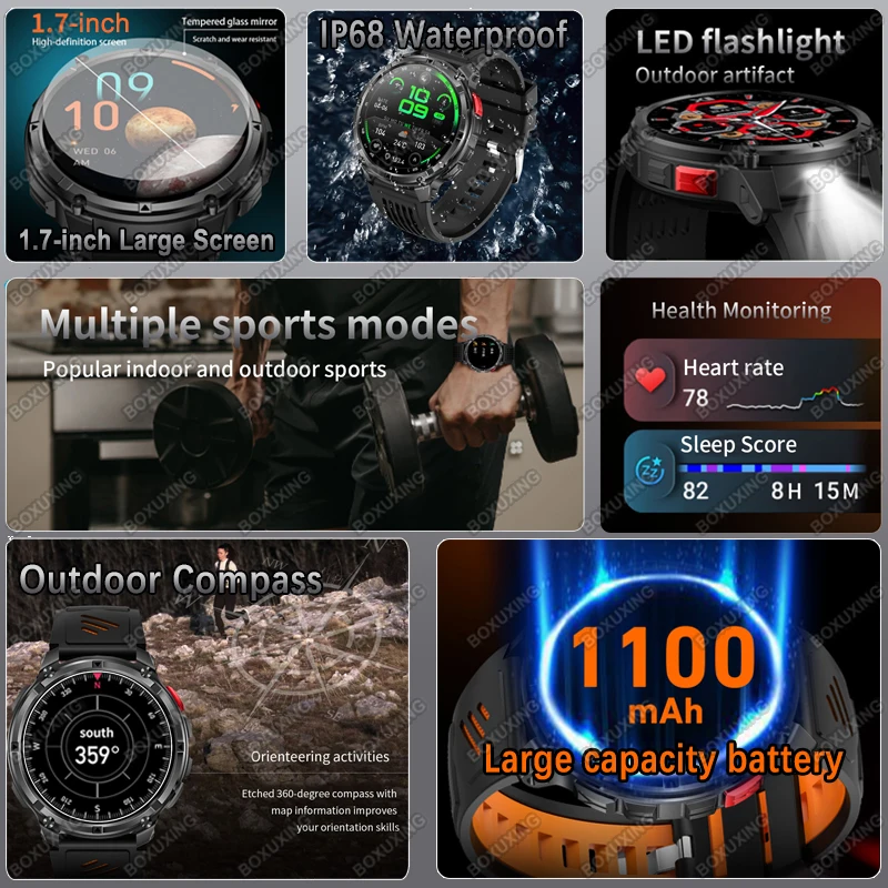 2026 New T-Rex 3 Ultra 1100mAh Smart Watch 5ATM Waterproof Outdoor Sports GPS Track Heart Rate Compass Bluetooth Call Smartwatch 2