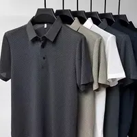 Nouveau T-shirt Polo d'été pour homme à manches courtes ajouré en soie glacée respirante, style professionnel, vêtements de marque pour homme 1