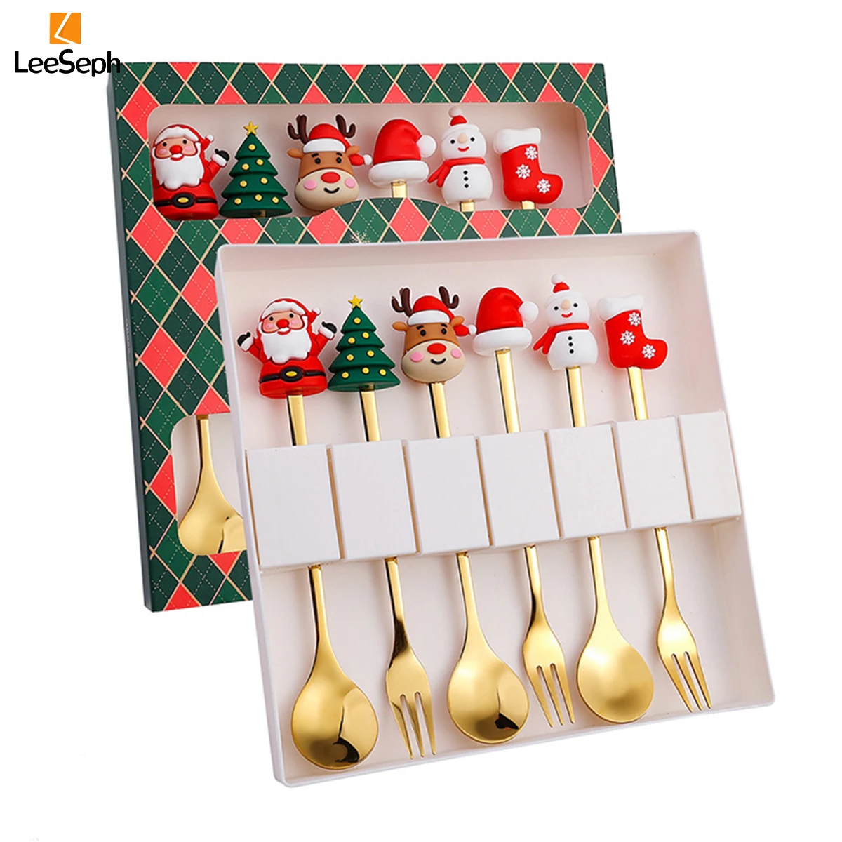 Coffee Spoon Christmas Coffee Spoons Forks Set 4/6Pcs