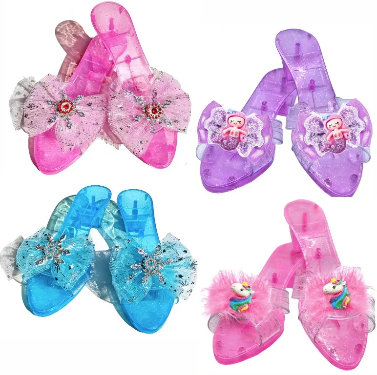Girls Sparkle Princess Shoes Non-toxic Antislip Role Play Heels for Girls Kids Pretend Play Dress Up Toys (Pink/Purple/Blue) doll shoes princess pretend toys