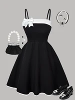 Tenue d'été pour filles; robe d'été à nœud pour enfants; robe moyenne et grande pour filles pour fêtes, plein air, voyages 1