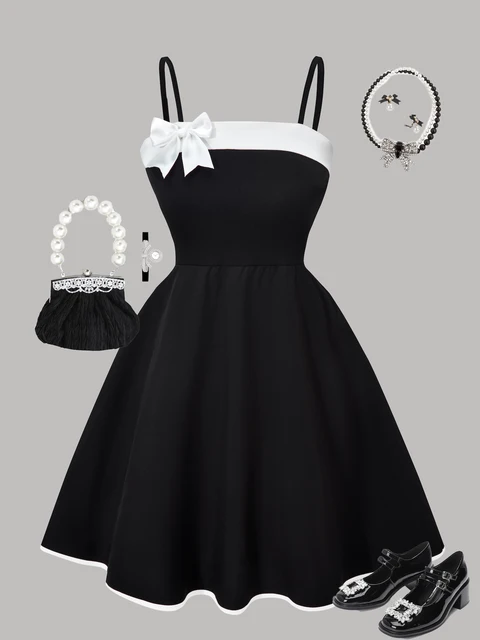 Tenue d'été pour filles; robe d'été à nœud pour enfants; robe moyenne et grande pour filles pour fêtes, plein air, voyages 1