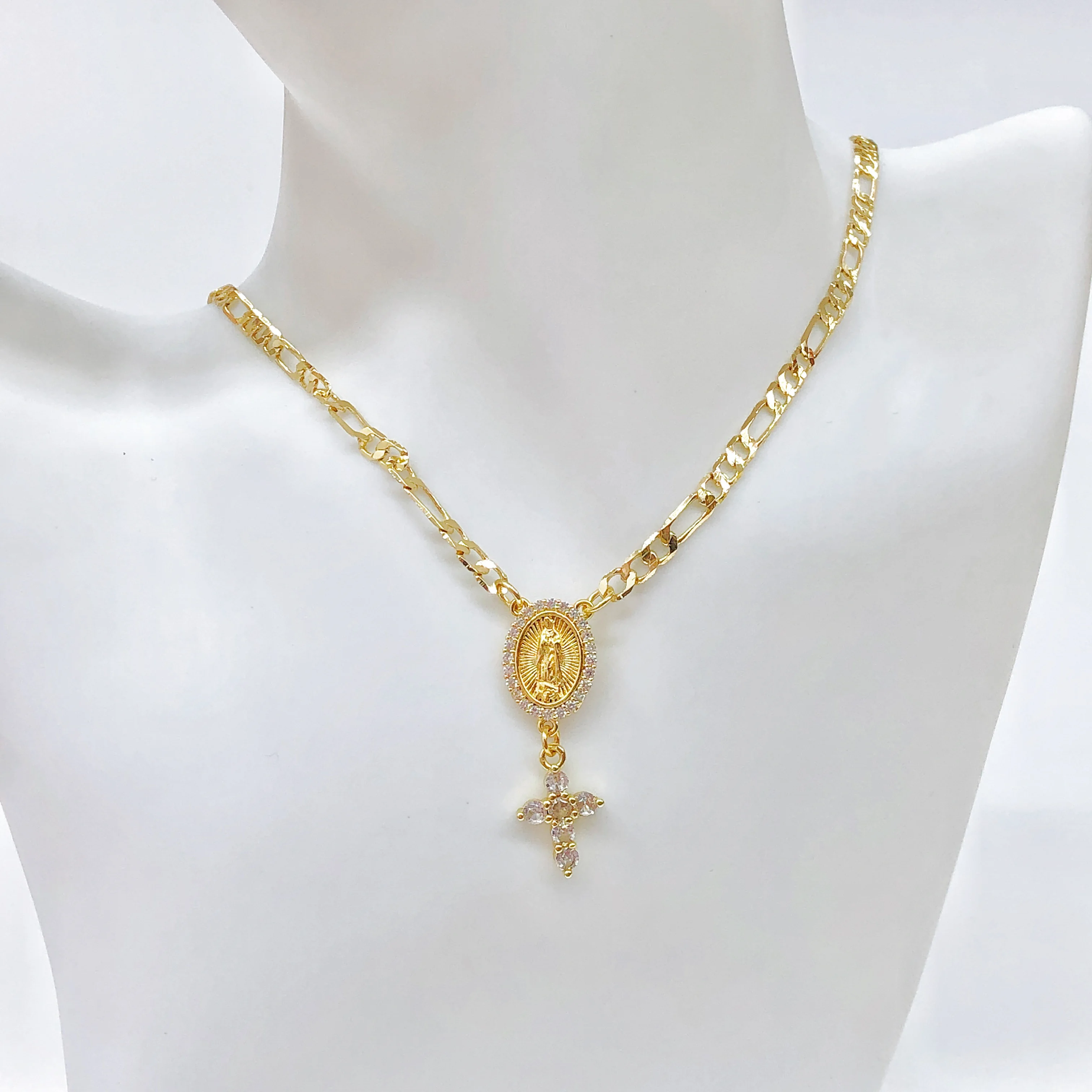Gold-Plated Virgin Mary Cross Necklace – Religious Jewelry Gift 6