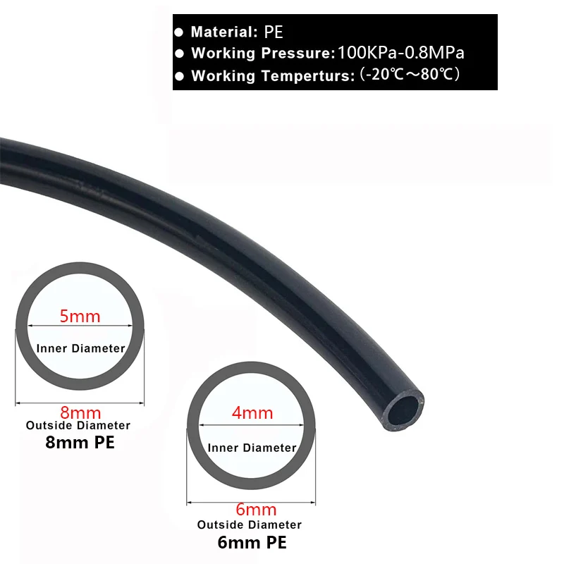 5M 10M 20M PE Hose 6mm 8mm Pipe Tubing For Misting Cooling System Outdoor Backyard Garden Irrigation Sprinkler Misting Fittings garden hose plastic hose water hose silicone tube plastic tube acrylic tube