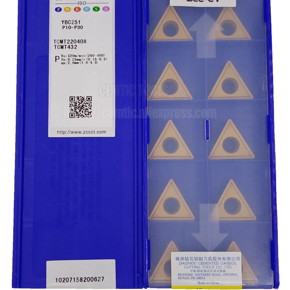 

TCMT 220408 ZCC YBC251 TCMT220408 lathe Cutting Tools Turning Inserts For Steel