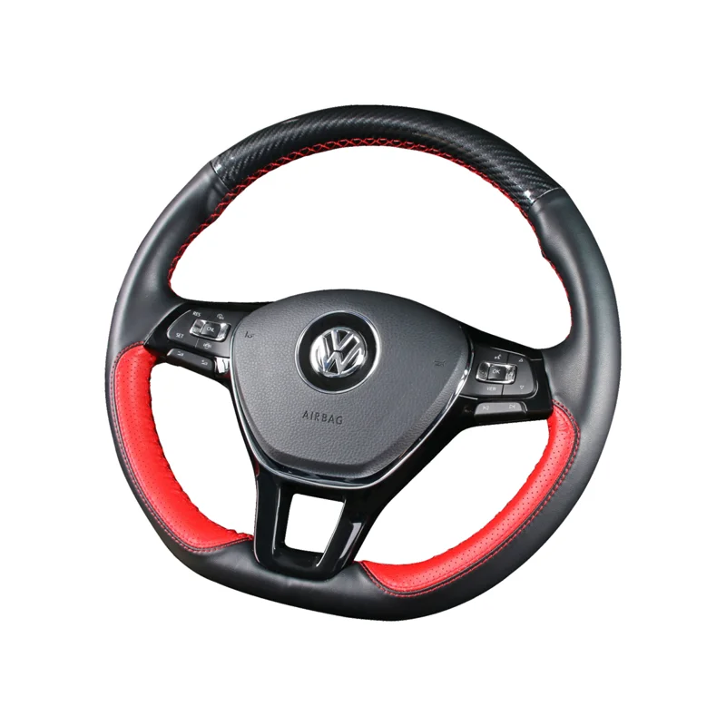 

DIY leather hand-sewn steering wheel cover for Volkswagen New Passat Magotan B8 Tiguan L Lamando Sagitar tayron