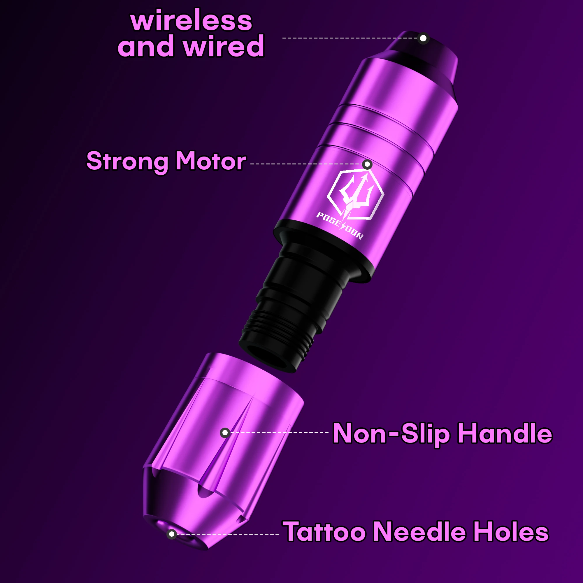 Poseidon プロ仕様のタトゥーペン Tattoo Kit POSEIDON Pro Tattoo Pen Kit For Permanent Makeup