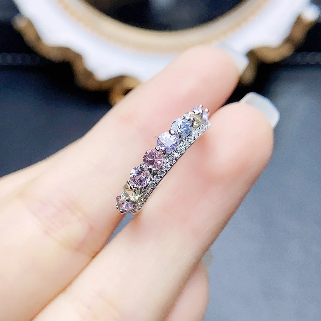 

FS 3mm Natural Color Sapphire Ring S925 Sterling Silver With Certificate Fashion Fine Charm Weddings Jewelry for Women MeiBaPJ