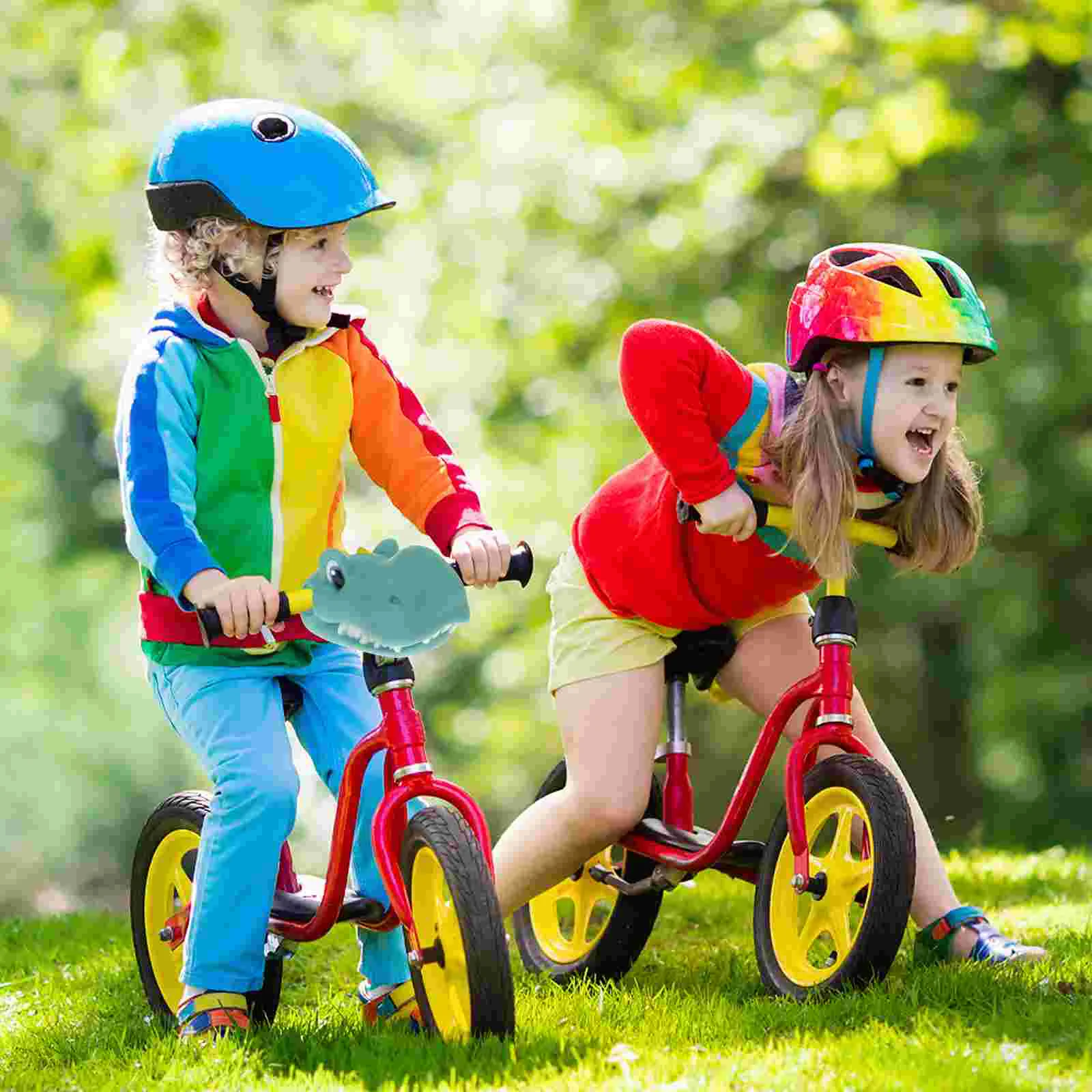 Bike Handlebar Decor Silicone Bike Handlebar Decor Scooter Parts Skateboard Accessory Balance Toy Kids Dinosaur Cartoon Roller Safe Installation