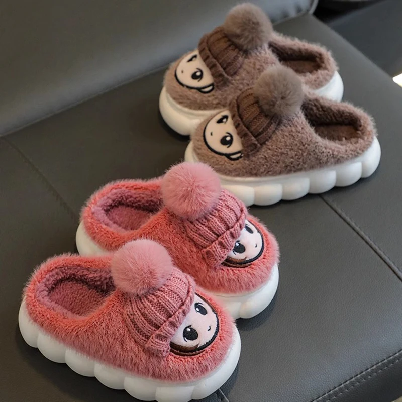 Kids Slippers Children's Winter Indoor Home Cartoon Cotton Slippers for Boys and Girls