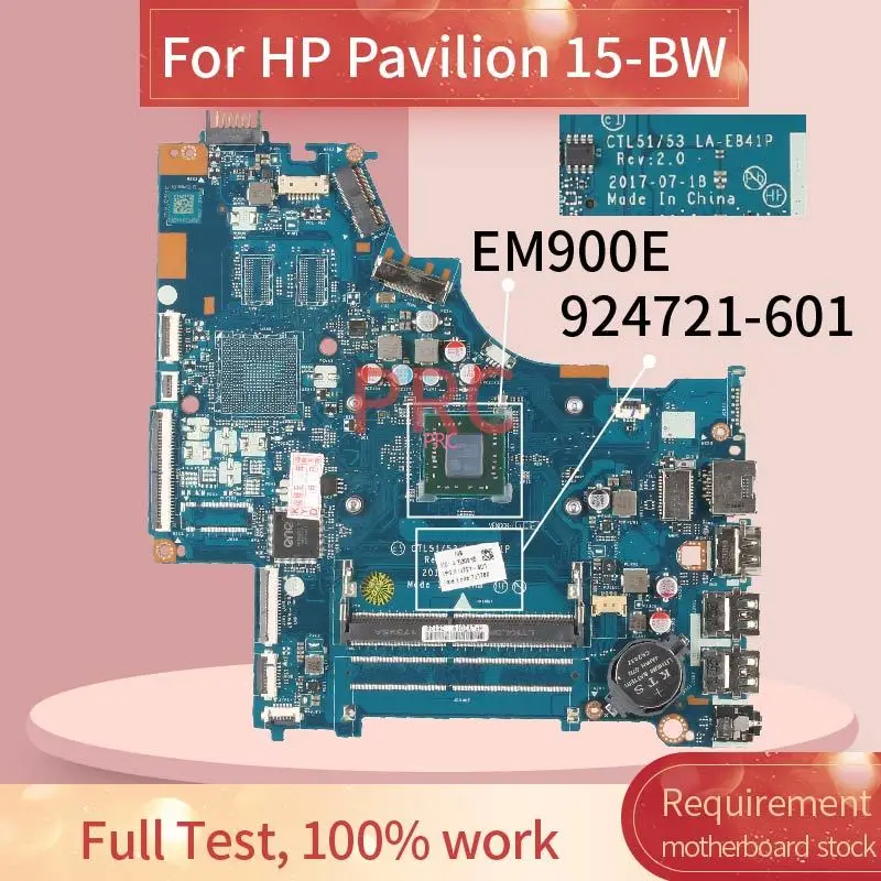 Placa-mãe Portátil para hp Pavilion La-e841p Notebook Mainboard Testado Não Vga Testado 924721001 Ctl51 53 La-e841p Em900e Ddr4 15-bw