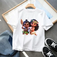 Disney Moana 2 Kids Short Sleeve T-Shirt Girls Summer Casual Tops Anime Cartoon Fashion Pullover Loose Fitting Children Clothing 1