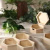 Wooden Storage Box Hexagonal Shaped Wood Jewelry Organizer Container Case Wedding Gifts Favors Box Holder For Home Storage 1