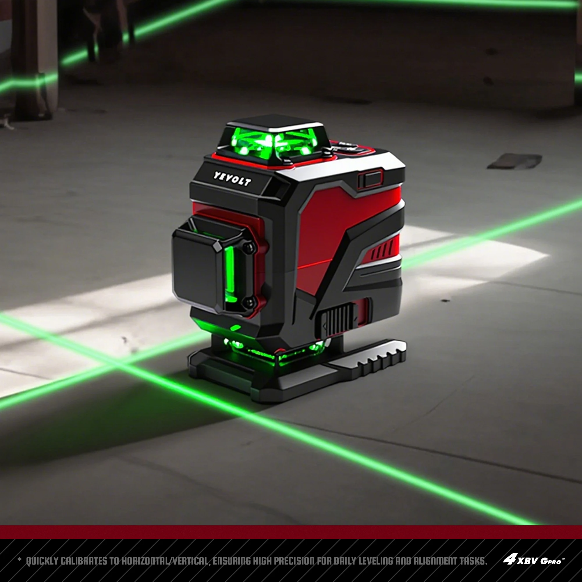 Laser Level 16 Lines 4-Plane Green Laser Level Tools 4D 3Ah/5.2Ah Power Self-Leveling Machine Horizontal & Vertical