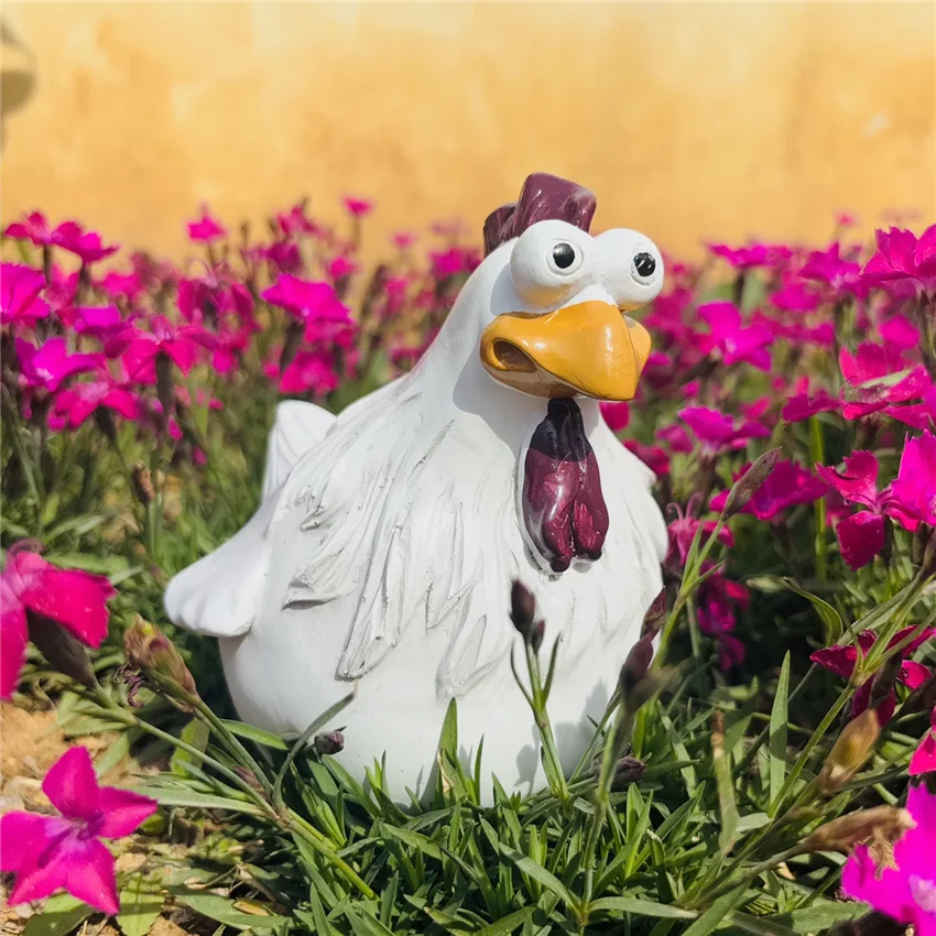 Chicken resin statue Funny Chicken Fence Decor Statues Resin Garden Farm Yard Chicken Hen Sculpture Art Craft Courtyard Housewarming Home Decoration