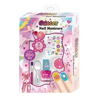2024 Kids Makeup Set Glitter Nail Manicure Nail Polish Art Set Nail File Set Gem Stickers Brush Spoon Set 1
