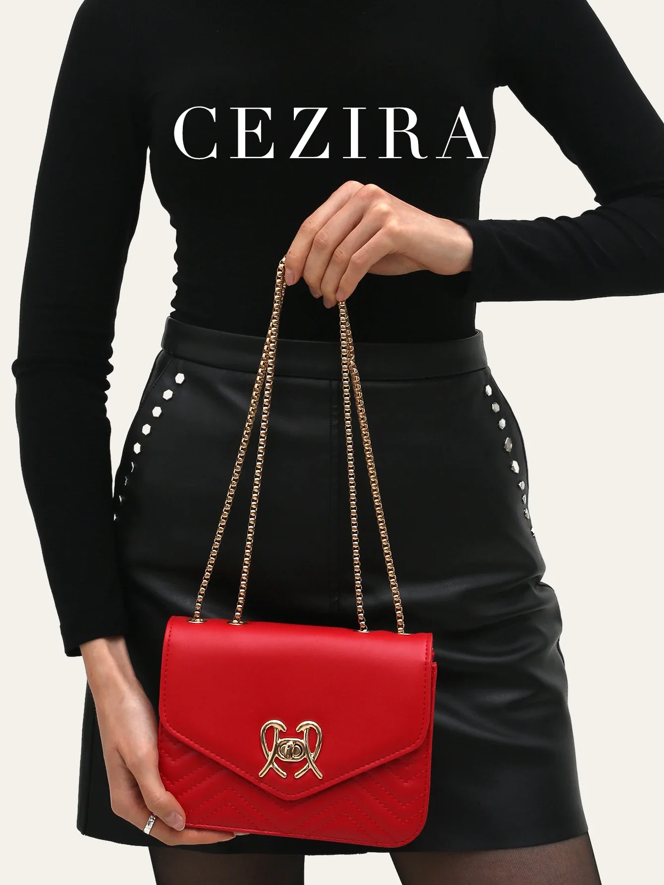 

CEZIRA Women Elegant Quilted PU Vegan Leather Handbags Metal Lock Flap Cover Square Long Chain Fashion Cross body Shoulder Bags