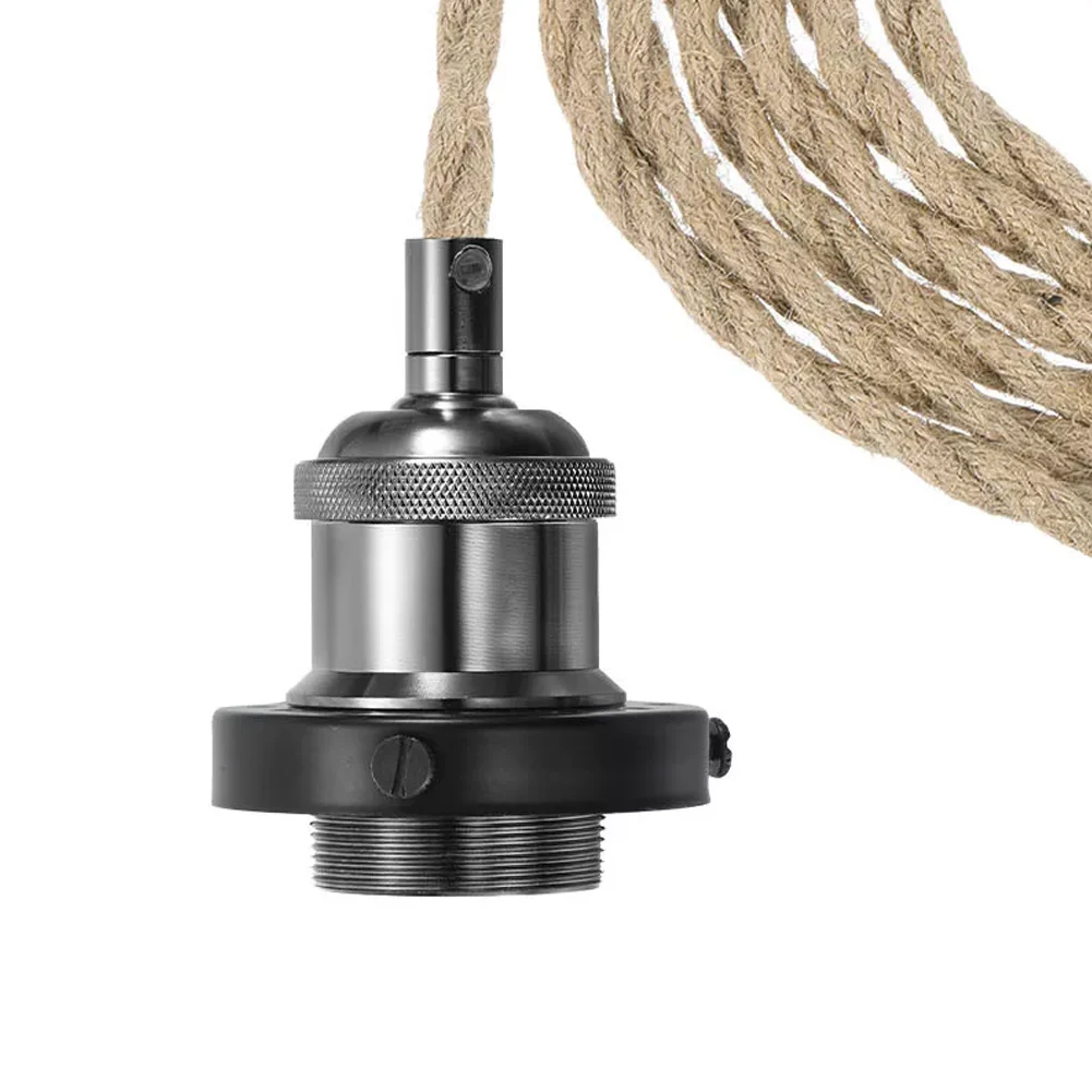 펜던트 라이트 코드 키트 플러그 인 E26 소켓, 빈티지 트위스트 로프, 블랙 샹들리에 스위치 전원 코드, 전선 케이블, 15.4ft