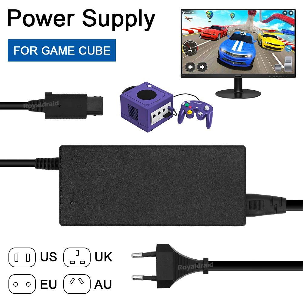 EU/US/UK/AU Plug AC Adapter Power Supply for GameCube Video Game Console Charger for NGC AC/DC Adapter 100-240V