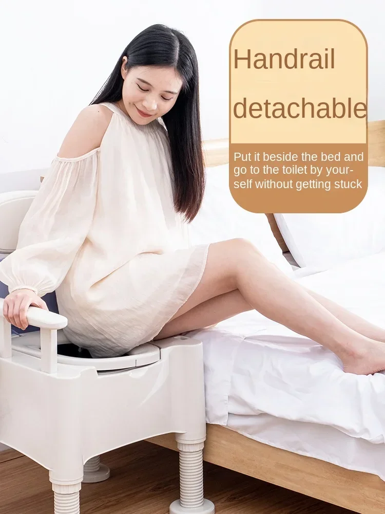 Adjustable Height Mobile Toilet, Anti-Rollover Urinal Basin, Portable Lift Chair for Pregnant Women,   Senior Bathroom Aid 2